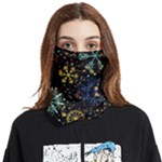 Gold Teal Snowflakes Gold Abstract Christmas Face Covering Bandana (Two Sides)