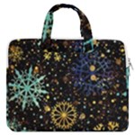 Gold Teal Snowflakes Gold Abstract Christmas MacBook Pro 13  Double Pocket Laptop Bag