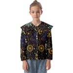 Gold Teal Snowflakes Gold Abstract Christmas Kids  Peter Pan Collar Blouse