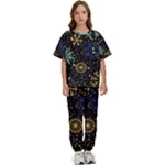 Gold Teal Snowflakes Gold Abstract Christmas Kids  T-Shirt and Pants Sports Set