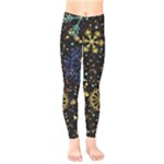 Gold Teal Snowflakes Gold Abstract Christmas Kids  Classic Winter Leggings