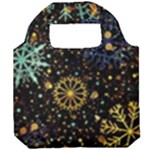 Gold Teal Snowflakes Gold Abstract Christmas Foldable Grocery Recycle Bag