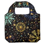 Gold Teal Snowflakes Gold Abstract Christmas Premium Foldable Grocery Recycle Bag