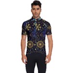 Gold Teal Snowflakes Gold Abstract Christmas Men s Short Sleeve Cycling Jersey