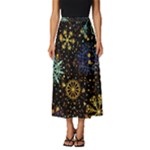 Gold Teal Snowflakes Gold Abstract Christmas Classic Midi Chiffon Skirt