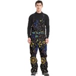 Gold Teal Snowflakes Gold Abstract Christmas Men s Front Zip Ski And Snowboard Bib Pants