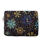 Gold Teal Snowflakes Gold Abstract Christmas 13  Vertical Laptop Sleeve Case With Pocket