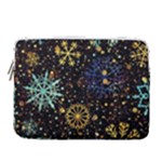 Gold Teal Snowflakes Gold Abstract Christmas 14  Vertical Laptop Sleeve Case With Pocket