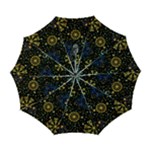 Gold Teal Snowflakes Gold Abstract Christmas Automatic Folding Umbrella with Case (Large)