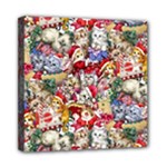 Pattern Kitten Christmas Mini Canvas 8  x 8  (Stretched)