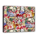 Pattern Kitten Christmas Canvas 14  x 11  (Stretched)