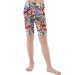 Pattern Kitten Christmas Kids  Mid Length Swim Shorts