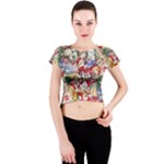 Pattern Kitten Christmas Crew Neck Crop Top