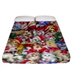 Pattern Kitten Christmas Fitted Sheet (Queen Size)