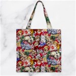 Pattern Kitten Christmas Zipper Grocery Tote Bag