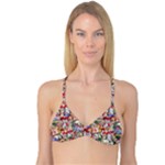 Pattern Kitten Christmas Reversible Tri Bikini Top