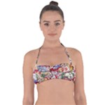 Pattern Kitten Christmas Tie Back Bikini Top