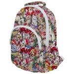 Pattern Kitten Christmas Rounded Multi Pocket Backpack