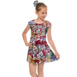 Pattern Kitten Christmas Kids  Cap Sleeve Dress