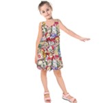 Pattern Kitten Christmas Kids  Sleeveless Dress