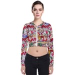 Pattern Kitten Christmas Long Sleeve Zip Up Bomber Jacket