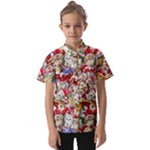 Pattern Kitten Christmas Kids  Short Sleeve Shirt