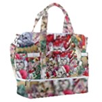 Pattern Kitten Christmas Sports Shoulder Bag with Shoes Compartment