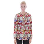 Pattern Kitten Christmas Womens Long Sleeve Shirt