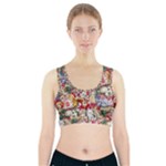 Pattern Kitten Christmas Sports Bra With Pocket