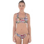 Pattern Kitten Christmas Cross Back Hipster Bikini Set