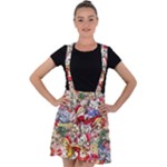 Pattern Kitten Christmas Velvet Suspender Skater Skirt