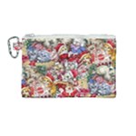 Pattern Kitten Christmas Canvas Cosmetic Bag (Medium)