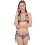 Pattern Kitten Christmas Tie It Up Bikini Set