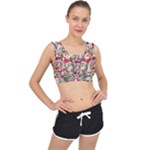 Pattern Kitten Christmas V-Back Sports Bra