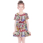 Pattern Kitten Christmas Kids  Simple Cotton Dress