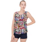 Pattern Kitten Christmas Bubble Hem Chiffon Tank Top