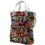 Pattern Kitten Christmas Canvas Messenger Bag