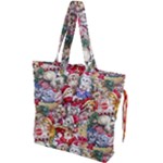 Pattern Kitten Christmas Drawstring Tote Bag