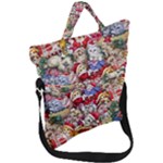 Pattern Kitten Christmas Fold Over Handle Tote Bag