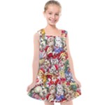 Pattern Kitten Christmas Kids  Cross Back Dress