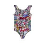 Pattern Kitten Christmas Kids  Frill Swimsuit