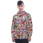 Pattern Kitten Christmas Men s Front Pocket Pullover Windbreaker