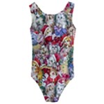 Pattern Kitten Christmas Kids  Cut-Out Back One Piece Swimsuit