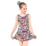 Pattern Kitten Christmas Kids  Skater Dress Swimsuit