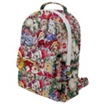 Pattern Kitten Christmas Flap Pocket Backpack (Small)