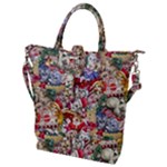 Pattern Kitten Christmas Buckle Top Tote Bag