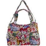 Pattern Kitten Christmas Double Compartment Shoulder Bag