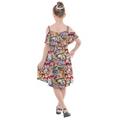 Kids  Cut Out Shoulders Chiffon Dress 