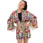 Pattern Kitten Christmas Long Sleeve Kimono