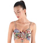 Pattern Kitten Christmas Woven Tie Front Bralet